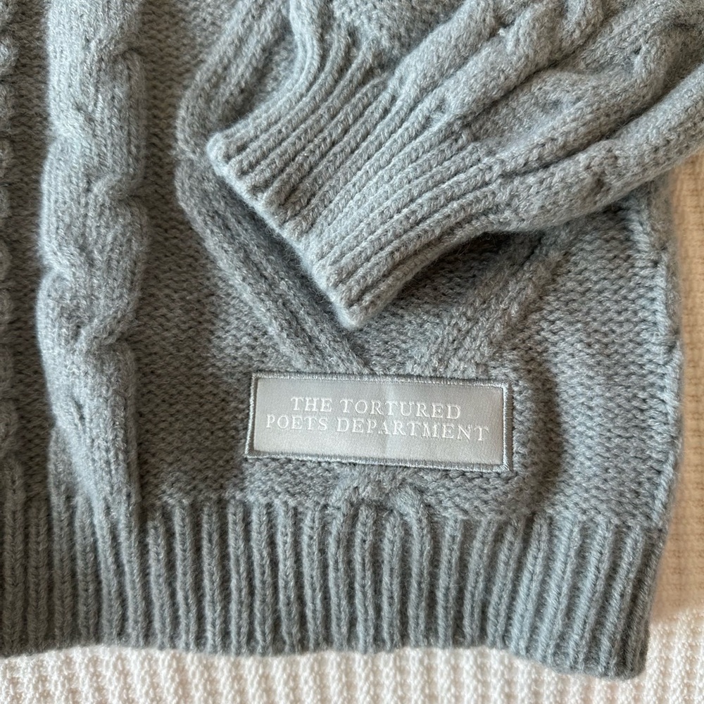NWOT Taylor Swift Tortured Poets Department (TTPD) Grey Cardigan (XS/S) - Picture 2 of 5